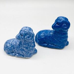 2 Enesco Blue Spong Ram Figures 1983 Tiawan